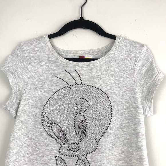 Divided By H&M || Bling Jeweled Tweety Bird T-Shirt Size 2 - Picture 3 of 11